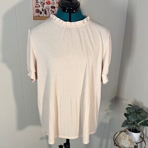 Adrianna Papell Light Pink Polka Dot Textured Blouse